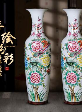 景德镇陶瓷高端手绘大花瓶客厅电视柜别墅酒店落地高摆件乔迁送礼