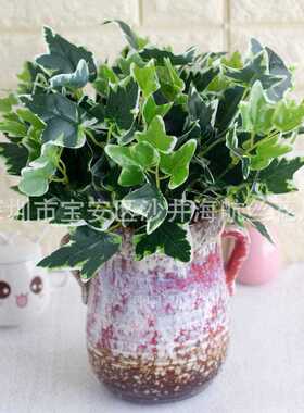 新款直销仿真植物 7头地瓜叶点 假花绿色仿真花小叶白心仿真植物