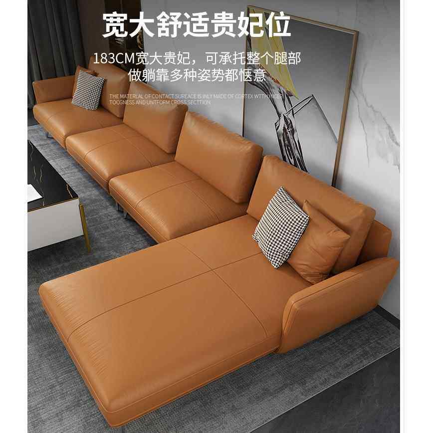 意式简约皮艺三人位轻奢小户型组合异形转角多人别墅区组合沙发
