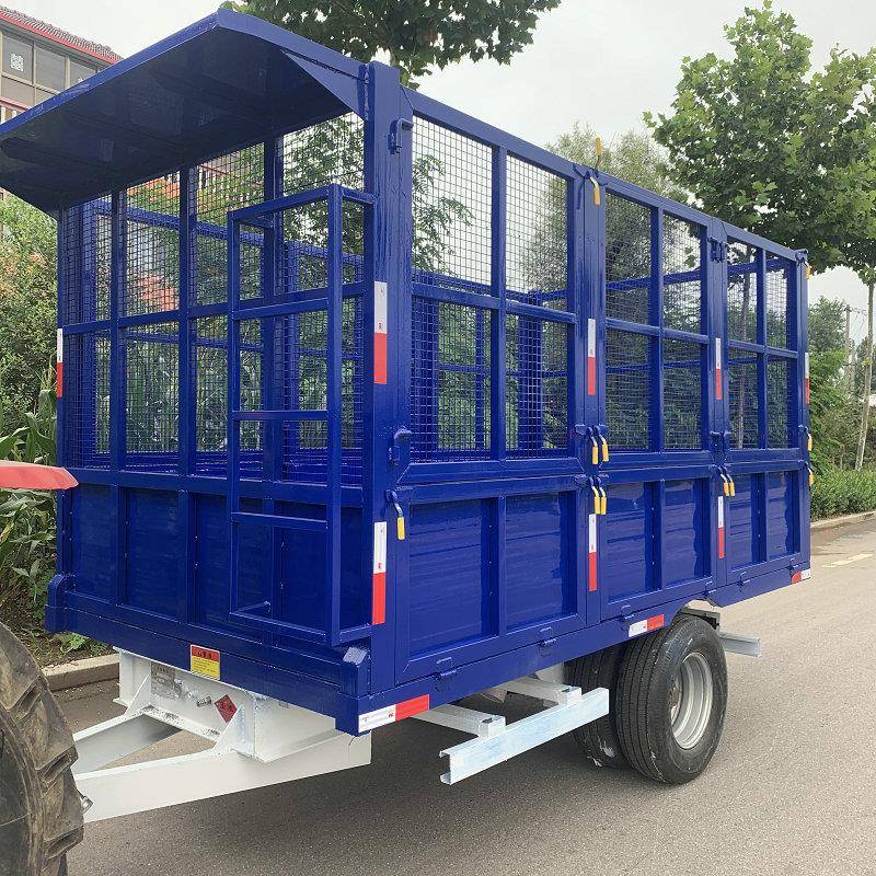 5吨高栏农用运输挂车自卸拖拉机拖车挂斗厂区卸货栏杆拖车