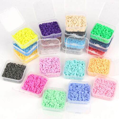 500pcs/Box 6mm Flat Round Polymer Clay Beads Box Set Chip Di