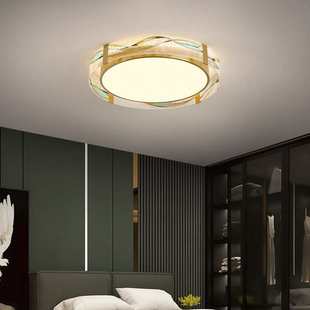 轻奢珐琅彩吸顶灯客厅灯艺术山水全铜主卧室灯新中式 仿古风房间灯