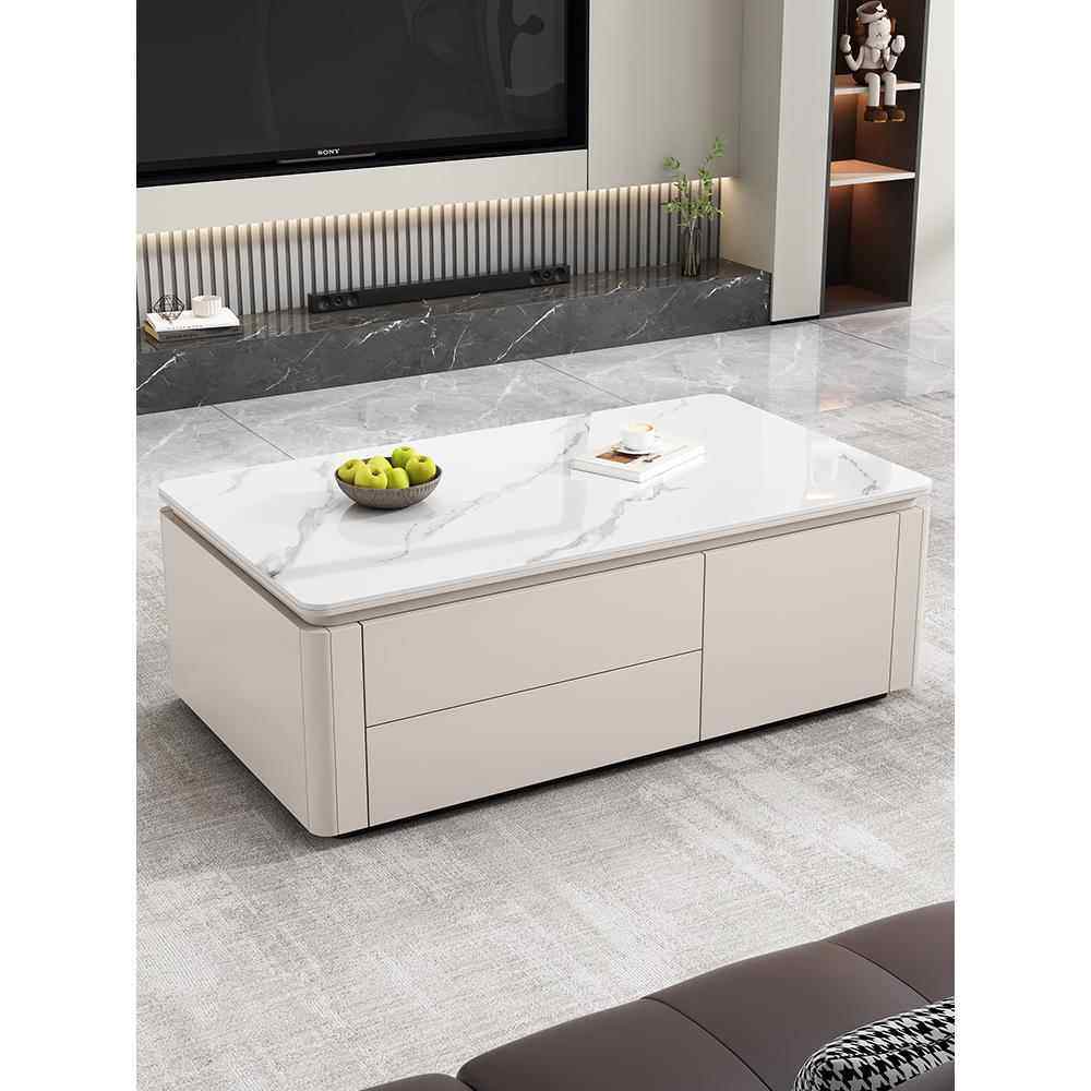 网红新款奶油风岩板茶几电视柜客厅家用办公室功夫茶台现代小户型,住宅家具,茶几,淘宝优惠券,粉丝福利购,淘宝优惠卷