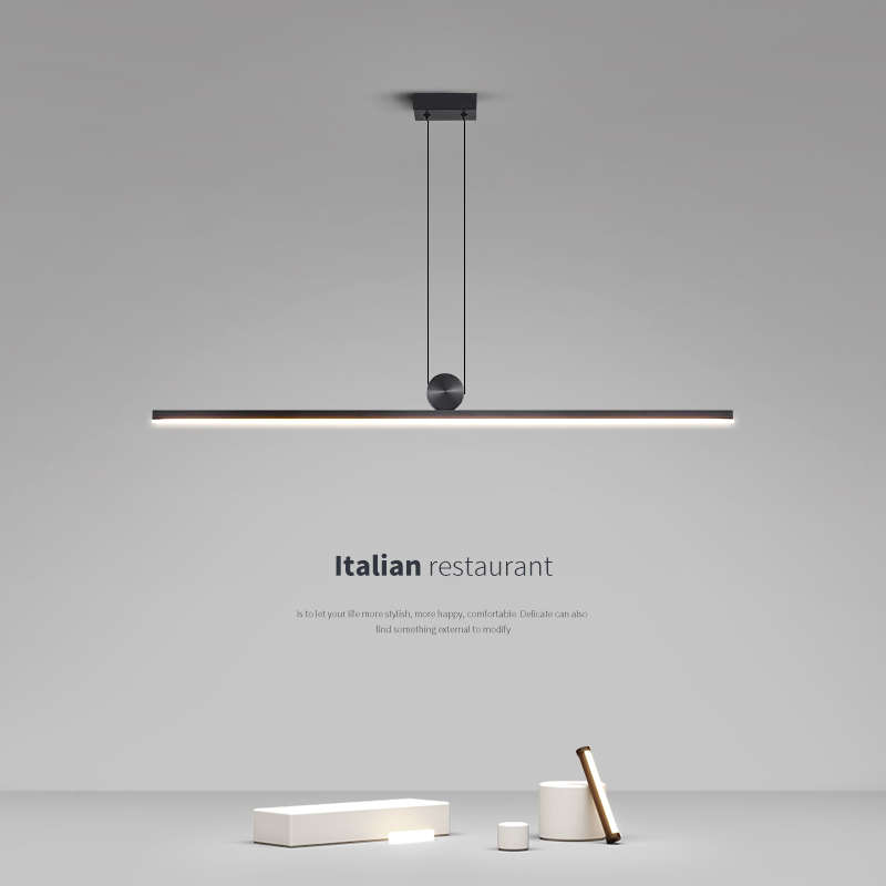 极简一字餐厅吊灯现代简约大气意式轻奢设计师吧台岛台长条灯具