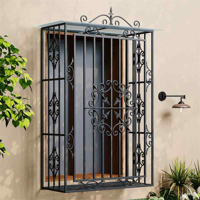 铝合金欧式铁艺个防盗窗家VHF用式性防护阳台防护栏窗网花飘法窗