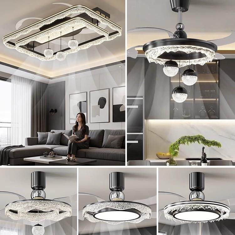 2026新款客厅意式主灯风扇灯吊扇灯餐厅卧室隐形一体全屋吸顶灯具