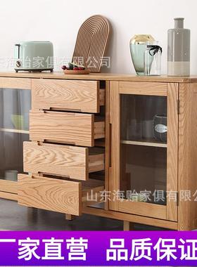 北欧流云两门四抽餐边柜实木简约收纳置物架家用日式碗柜茶水柜