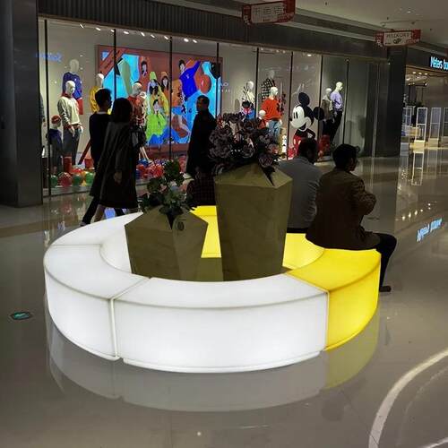 LED发光家具商业街等候椅休闲公园长椅景观组合排椅防水发光凳子