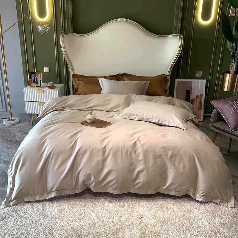 2025新款全棉纯棉100支提花被套床单款床上用品四件套