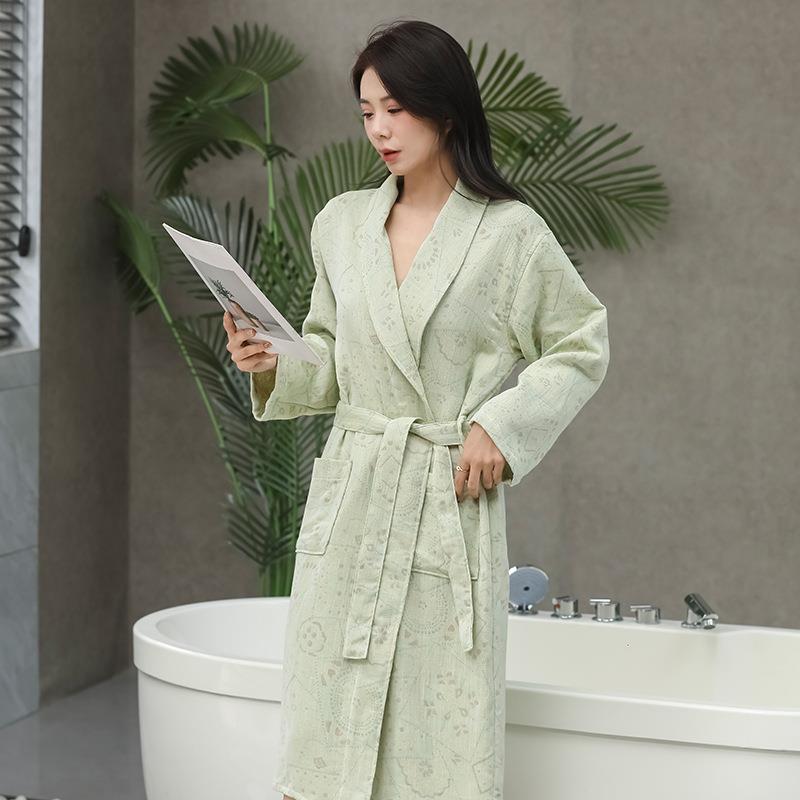 纯棉双层纱浴袍女士睡袍浴衣家居服民宿吸水春夏薄款可穿浴巾新款