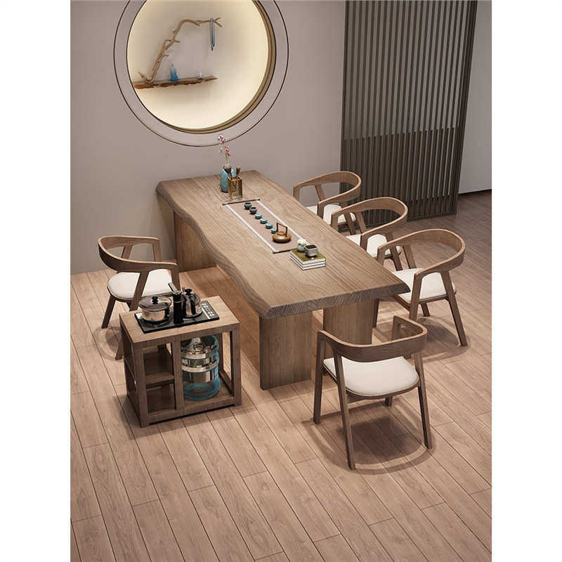 新中式高级茶桌轻奢家用大板实木家具茶室功夫茶几原木茶台椅组合,住宅家具,家用茶台/茶桌,淘宝优惠券,粉丝福利购,淘宝优惠卷