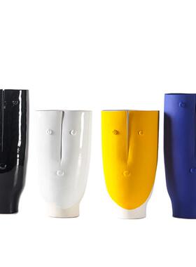 北欧陶瓷抽象简约人脸花瓶摆件现代家居样板房间酒店客厅餐桌装饰