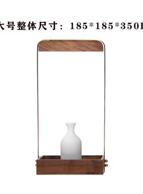 禅意新中式现代金属木艺提盒小花瓶插花摆件办公室书房家居装饰品