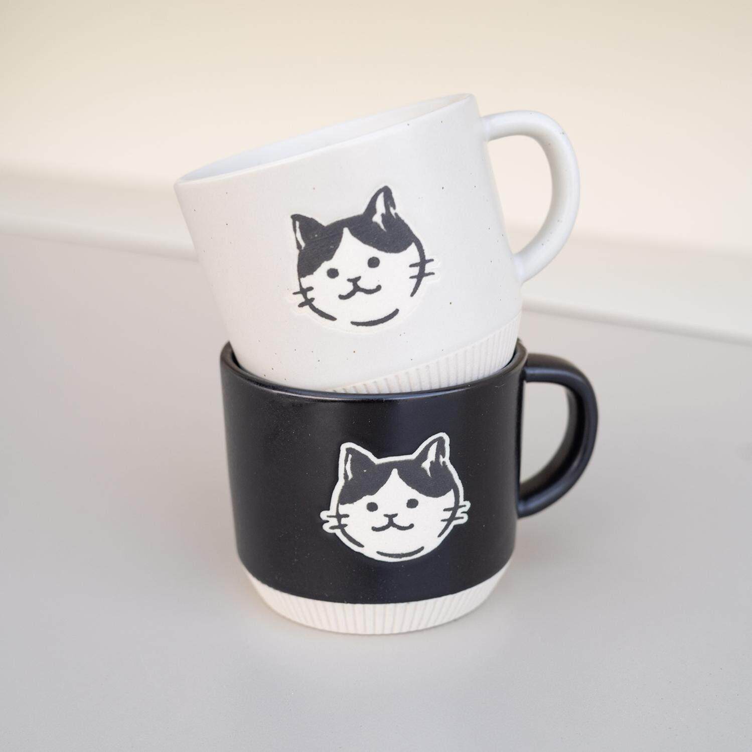 小天台 日式和风猫咪咖啡杯家用复古陶瓷喝水杯子 可爱早餐马克杯