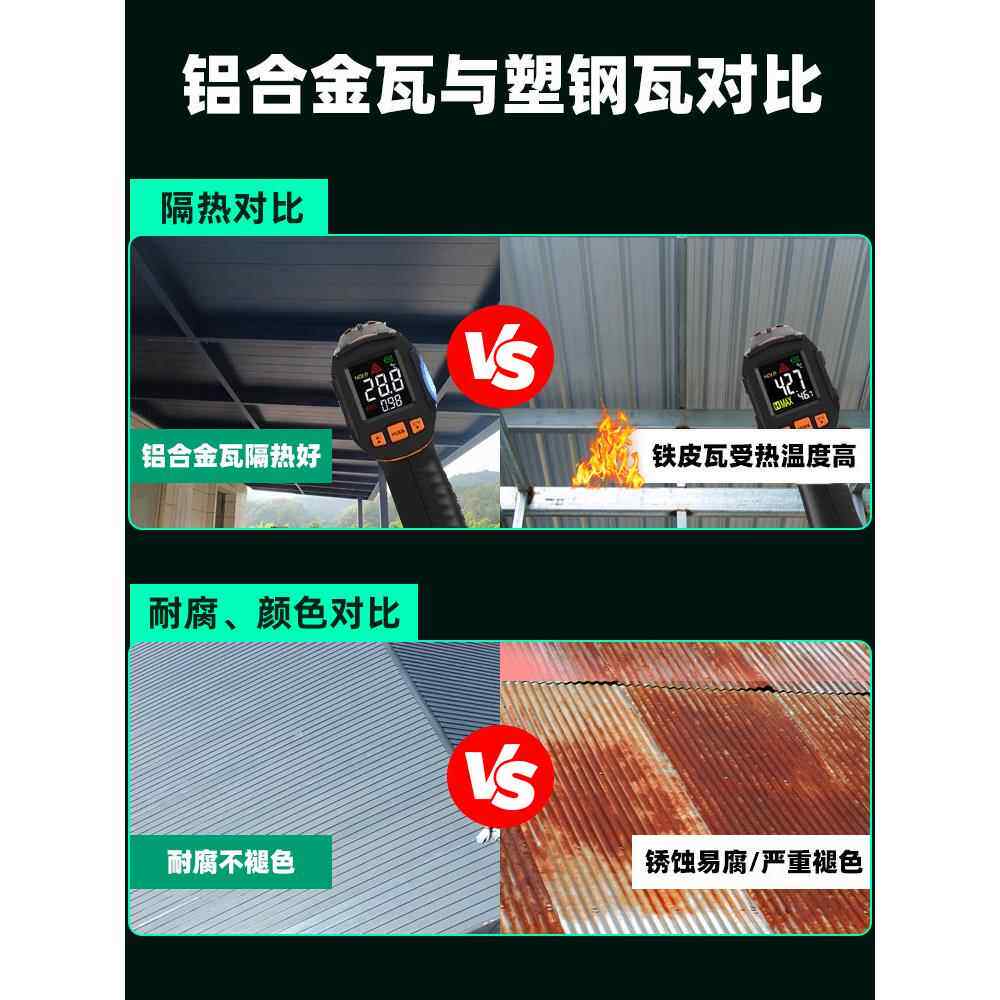 长城板铝合金屋顶瓦双层隔热铝瓦大板盖板养殖场旧房改工厂铝塑板