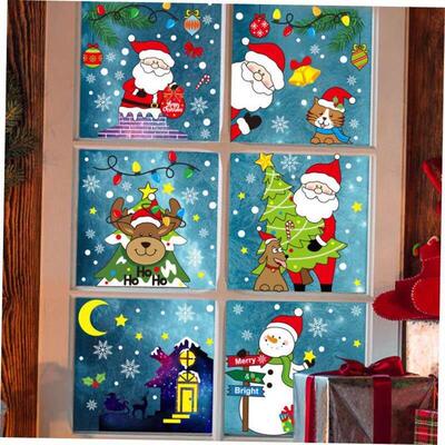 Christmas Decorations Santa Elk Static Stickers Christmas Ma