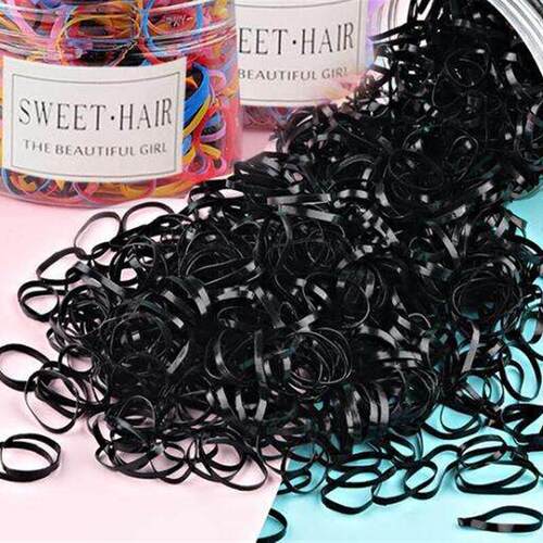 500pcs Elastic Rubber Ring hair Band Ponytail Holder Black