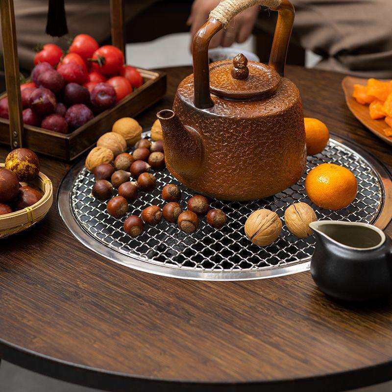 围炉茶桌小圆桌火锅煮茶桌茶几烧烤桌新中式家用庭院阳台桌炭火炉