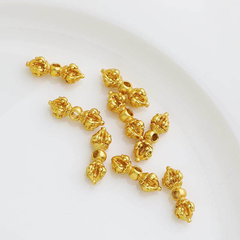 沙金保色金刚铃佛珠配件双头金刚降魔杵转运珠diy手工文玩配饰品