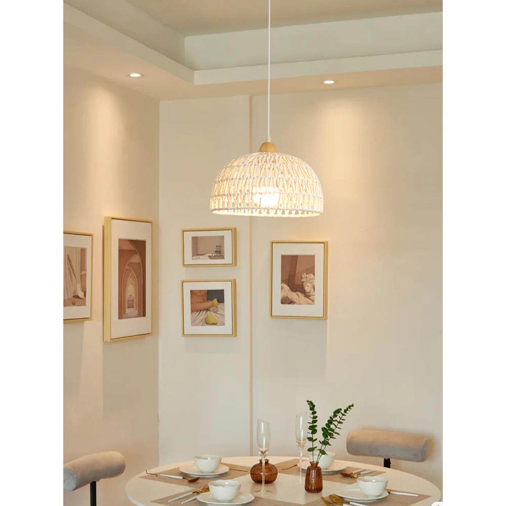 日式餐厅吊灯奶油风餐桌吧台咖啡厅麻绳灯民宿卧室简约手工编织灯