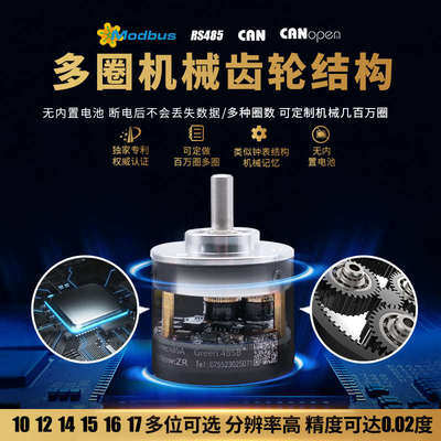 布瑞特多圈绝对值编码器CAN/RS485 磁差分 角度旋转微型机械齿轮