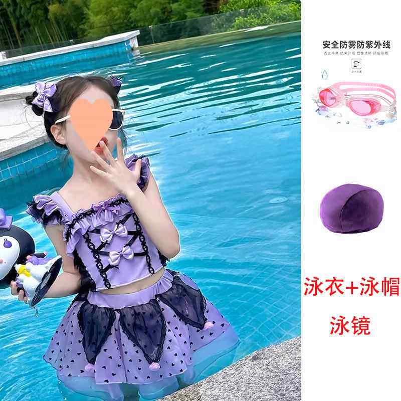 女童分体泳衣套装网红潮款夏季新款小女孩库洛米可爱海边度假泳衣