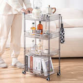 厨房浴室多层客厅卧室带轮可移动零食收纳架透明塑料家用小推车