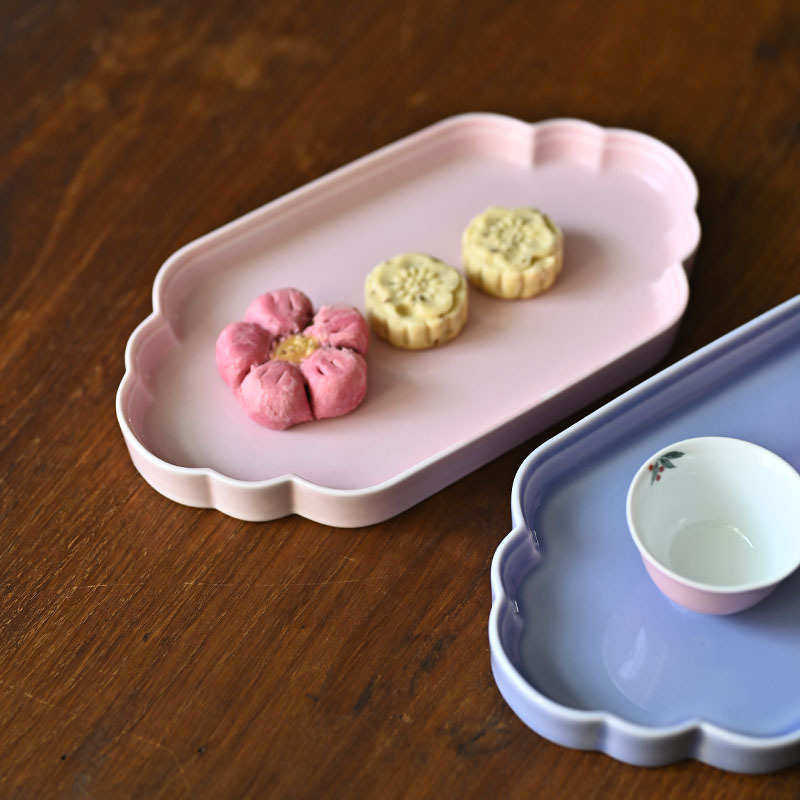 高温颜色釉海棠造型中式陶瓷干泡台长款壶承可放一盖碗2杯三色入,餐饮具,茶具礼盒,淘宝优惠券,粉丝福利购,淘宝优惠卷