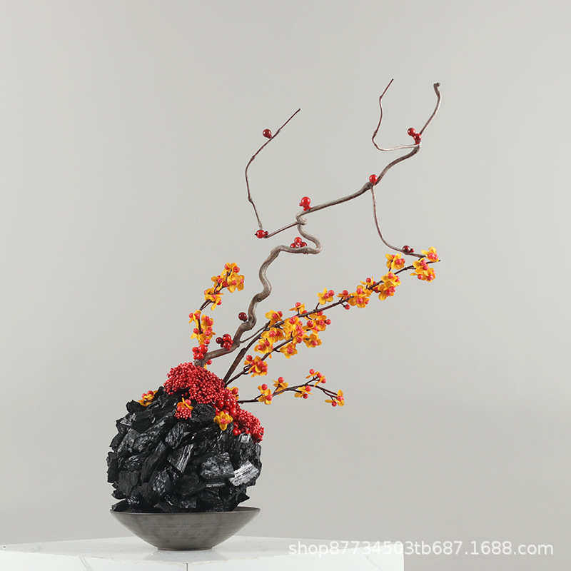 新中式现代侘寂风仿真绿植碳化木花艺盆景茶几酒店前台贵宾室摆件,鲜花速递/花卉仿真/绿植园艺,仿真绿植,淘宝优惠券,粉丝福利购,淘宝优惠卷