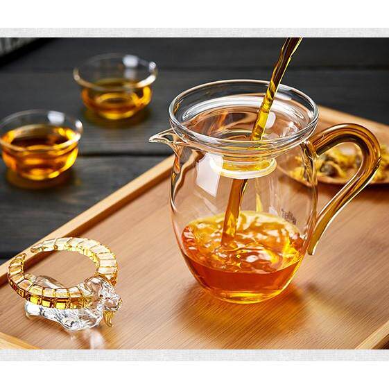 玻璃茶滤网茶漏带托架滤茶器套装功夫茶道茶具配件羊角过漏网