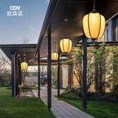 工厂现货供应新中式 饰LED云石吊灯 铝合金户外防水云石别墅大门装