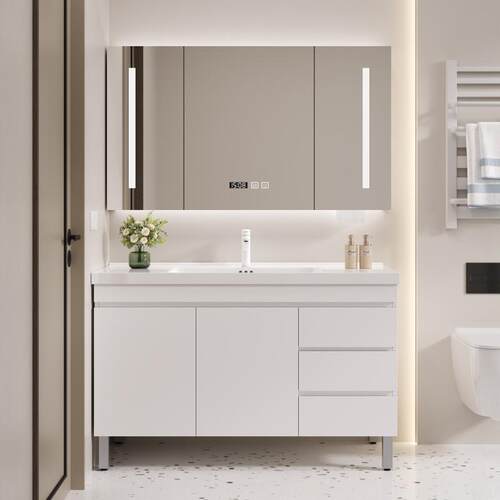 多层实木浴柜陶瓷一体盆化妆室洗手盆柜组合落地式洗漱台洗脸盆