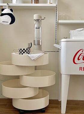 DPstudio北欧创意旋转多层可移动床头柜ins收纳推车简约圆形储物