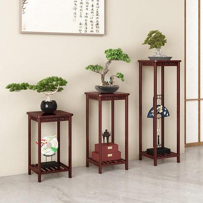 入户玄关装饰客厅电视柜旁边落地摆件中古风高级感小众实木置物架