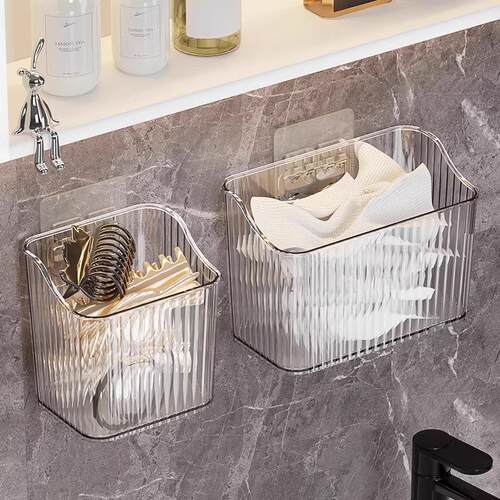 Wall-mounted storage box for used face towels, washroom faci