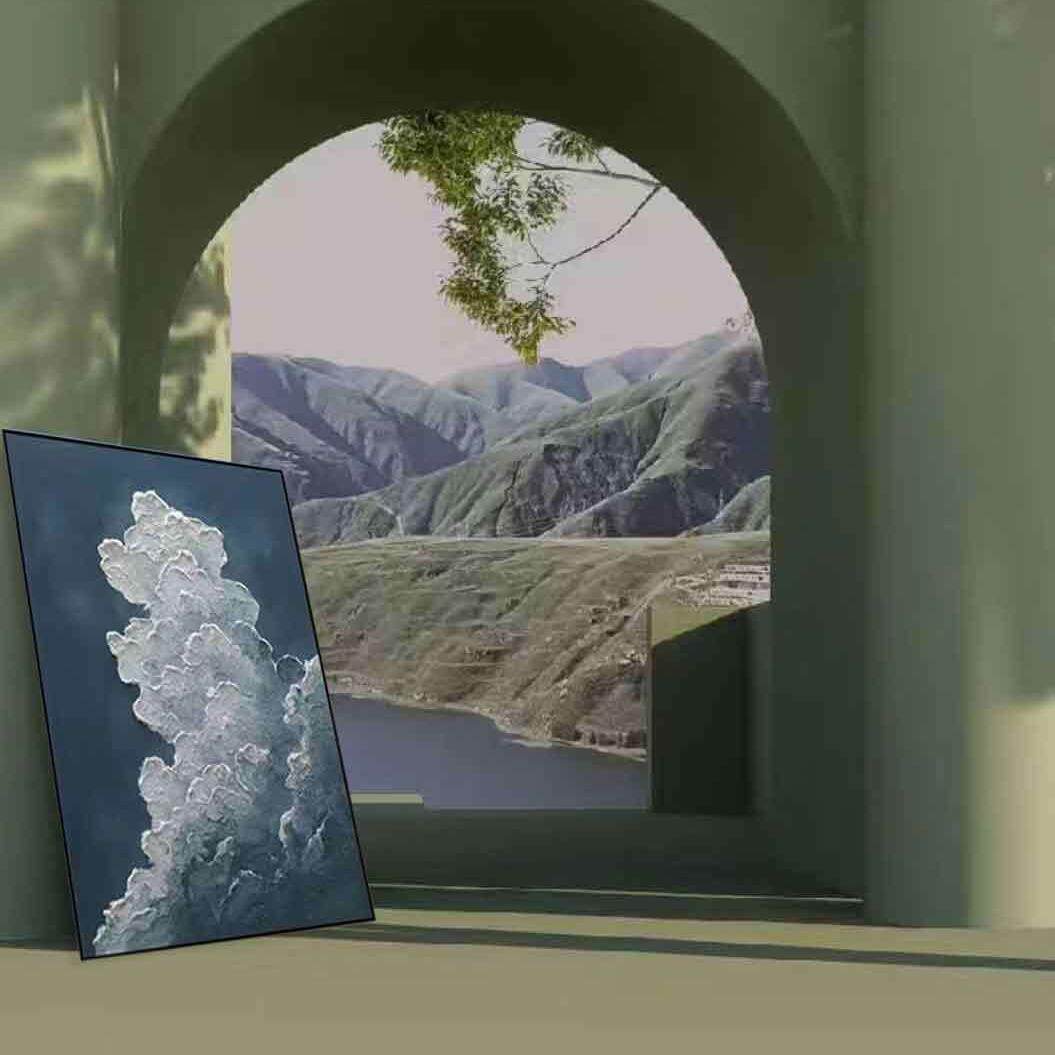 手绘肌理装饰画风景室客厅玄关过道沙发挂画抽象简约立体现代