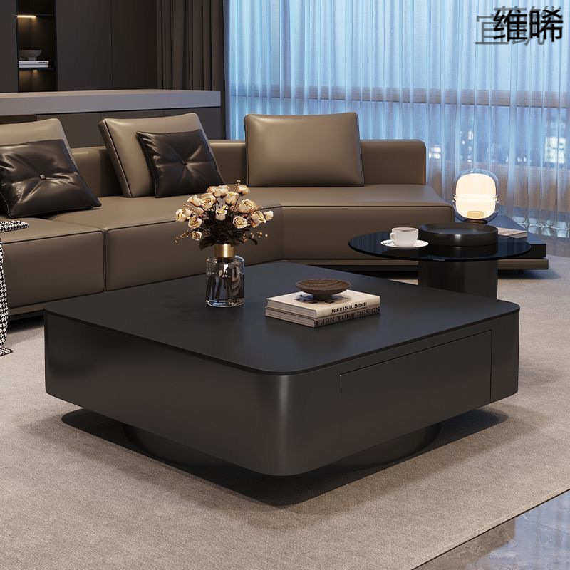 QP8轻奢方形岩板意式组合茶几小户型现代简约客厅家用黑色高级茶,商业/办公家具,茶几,淘宝优惠券,粉丝福利购,淘宝优惠卷