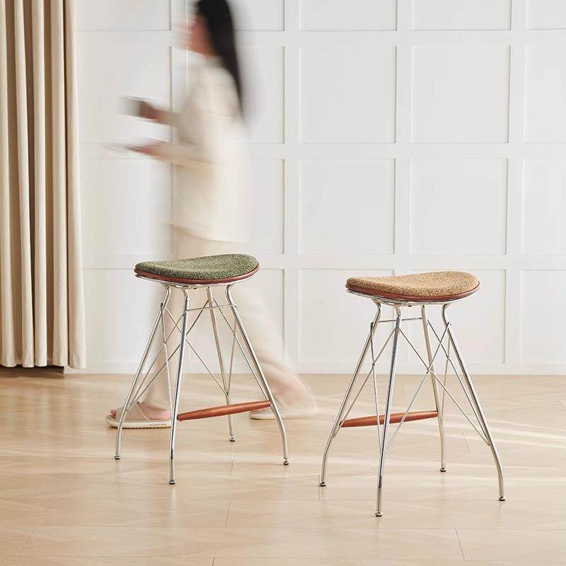 中古吧台椅小户型家用实木高脚凳复古简约创意铁艺复古吧凳休闲椅