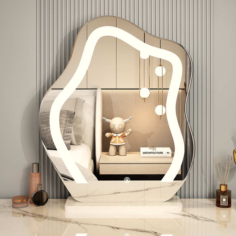 梳妆镜卧室智能led梳妆颜色台灯三档云朵镜可调语音化妆镜冷暖带