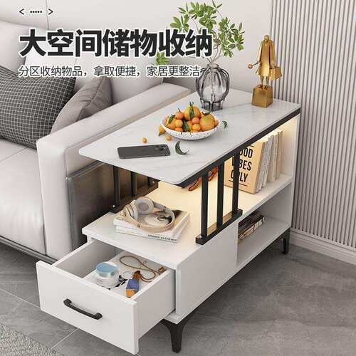 边几现代简几约家庭厅客沙发边柜侧边柜层靠墙双夹缝豪华岩板VOO