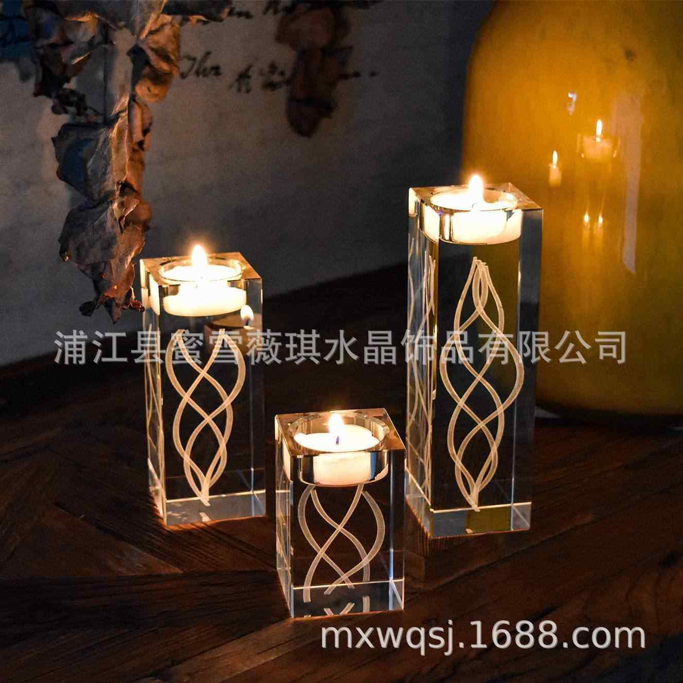 现货充足跨境爆款水晶蜡烛杯 雕刻文字图案简约欧式摆件水晶烛台