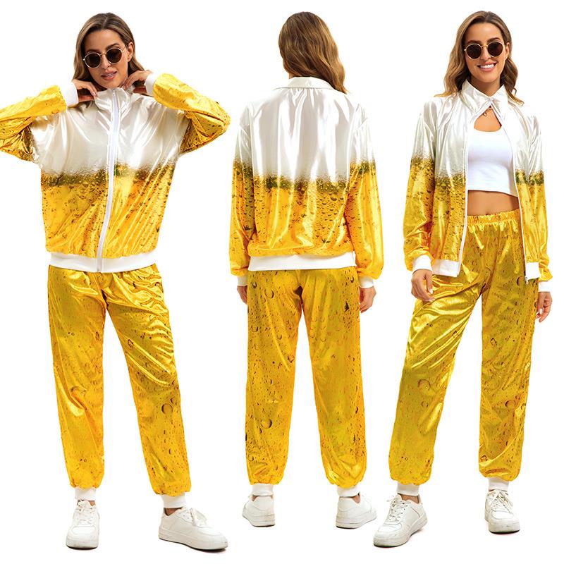 Beer printed sportswear party stage performance costume图片