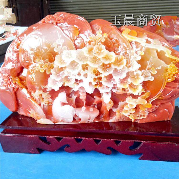 厂家树脂工艺品仿寿山石花开富贵摆件