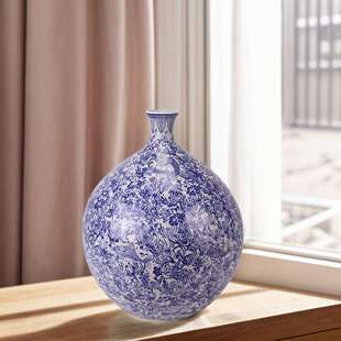 饰彩绘插花器水培摆件 家居装 新中式 创意青花陶瓷花瓶罐子创意软装