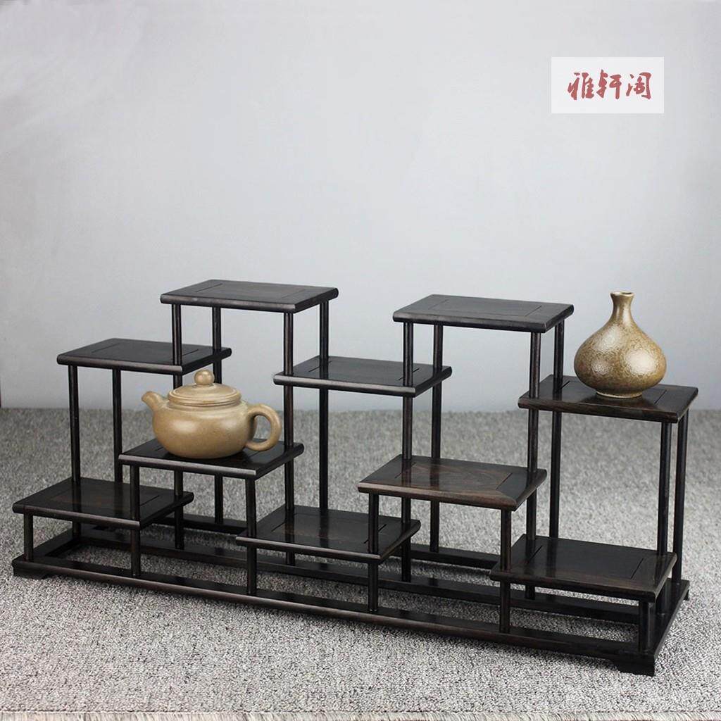 紫光檀榫卯红木小多宝阁茶壶茶具博古架工艺礼品摆饰盆景摆件展示