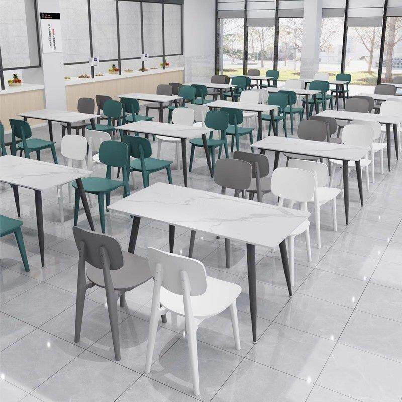 学校员工公司食堂岩板桌椅组合饭厅奶茶小吃快餐店商用餐饮餐桌椅