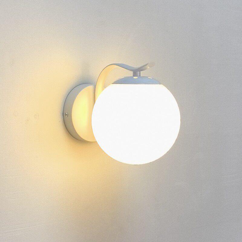 奶油风led白色铁艺烤漆床头灯客厅卧室阳台楼梯封闭式室内壁灯