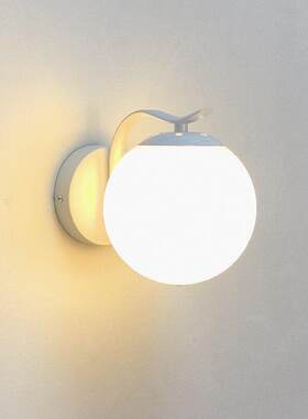 奶油风led白色铁艺烤漆床头灯客厅卧室阳台楼梯封闭式室内壁灯