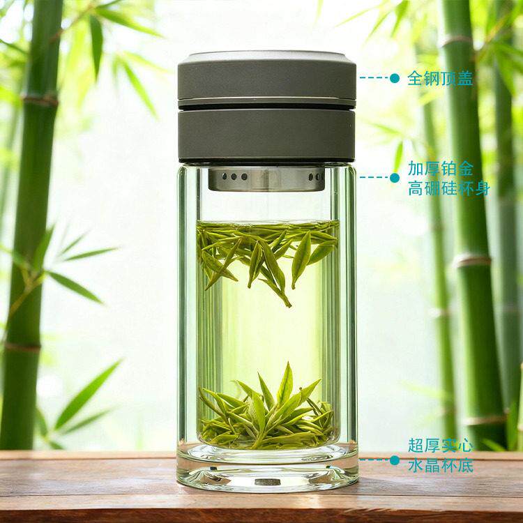 网红迷你泡茶杯茶水分离玻璃水杯高硼硅男士水杯隔热简约过滤厚实