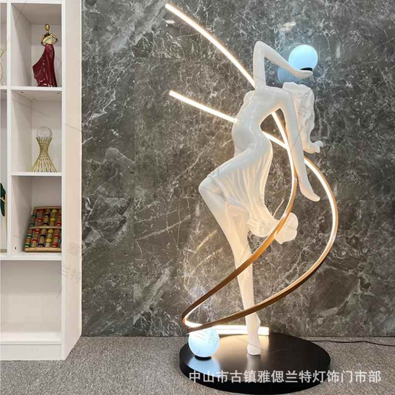 女神雕塑摆件舞蹈女孩落地灯别墅客厅楼梯口美容院店铺艺术装饰品